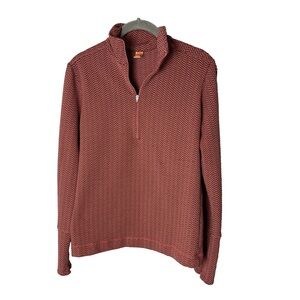 Lucy Womens 1/4 Zip Athletic Pullover Top Size Medium Rust Red Long Sleeves